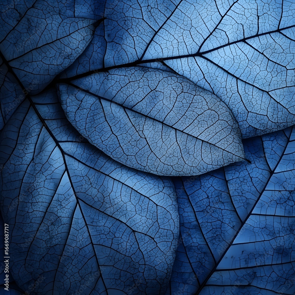 Obraz premium Abstract Blue Leaf Texture Background Botanical Nature