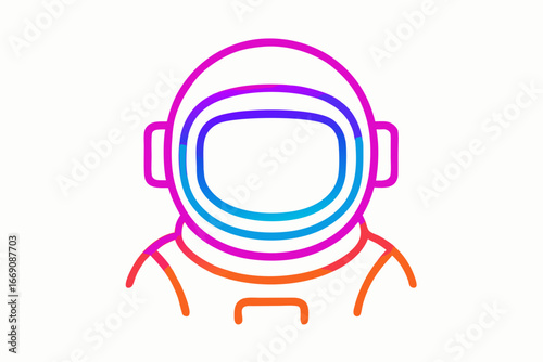 Astronaut's Colorful Vision: An outline illustration of an astronaut helmet, representing the limitless possibilities of space exploration, showcasing an innovative and vibrant design.