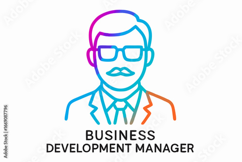 Iconic Business Professional: a simple illustration of a business development manager, suitable for corporate or business themes. This image conveys professionalism and competence.