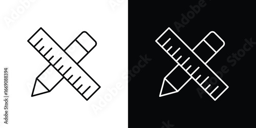 Pencil and ruler icon. Simple Minimal Pictogram. Vector