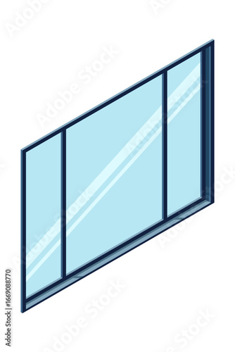 Isometric window. Modern closed window. Interior elements. Furniture elements. Isometric furniture