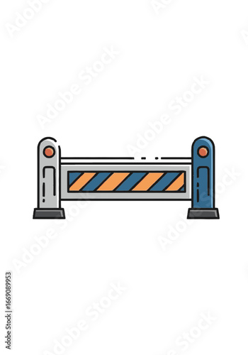 Vector illustration of a striped barrier for traffic control