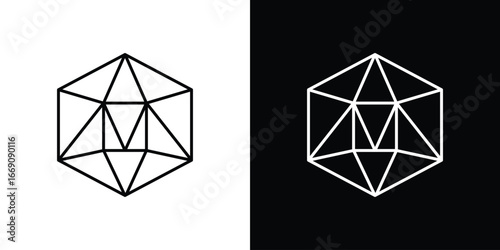 Dice d20 icon. Simple Minimal Pictogram. Vector