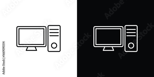 Computer icon. Simple Minimal Pictogram. Vector