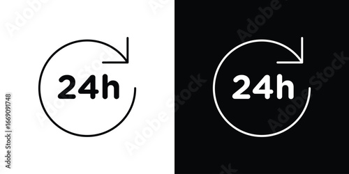 24 Hrs icon. Simple Minimal Pictogram. Vector