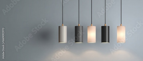 Modern Minimalist Pendant Lamps in a Stylish Interior Setting with Soft Lighting Effects