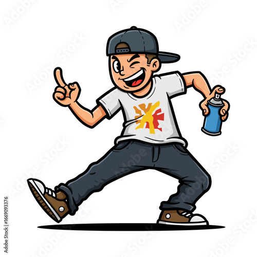 Cool Graffiti Artist Cartoon Illustration