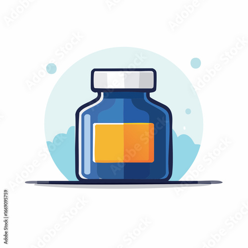 Cartoon Style Illustration Of Medicine Bottle
