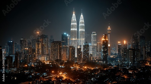 Wallpaper Mural City skyline at night with illuminated buildings and towers. Torontodigital.ca