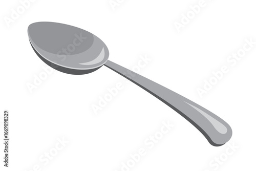 Isometric spoon. Shiny tablespoon. Isometric cutlery. Isometric tableware. Vector illustration