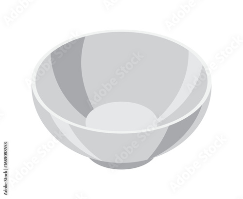 Isometric bowl. Empty bowl. Isometric cutlery. Isometric tableware. Vector illustration