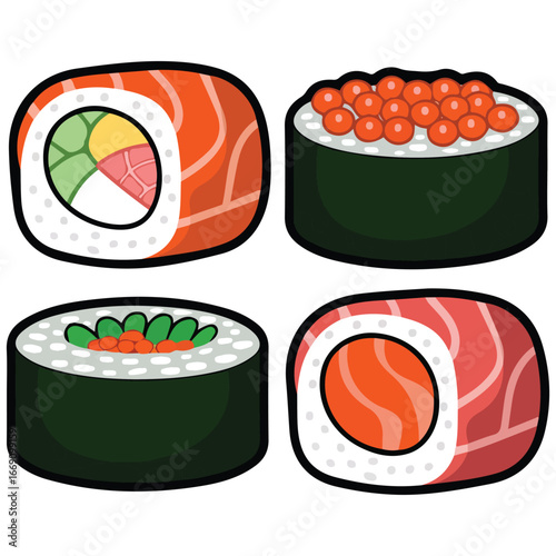 Sushi set Japanese food icon vector isolated illustration white background
