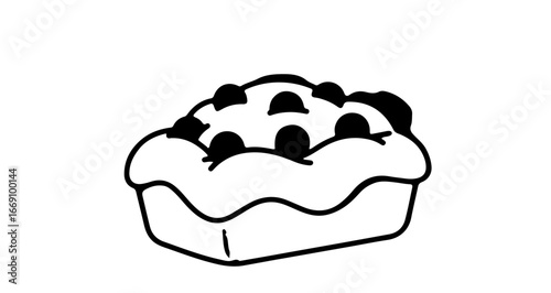 Cherry popover period vector illustration of a delicious chocolate chip muffin recipe dessert bakery item sweet treat baked goods isolated image