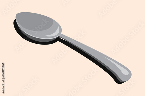 Isometric spoon. Shiny tablespoon. Isometric cutlery. Isometric tableware. Vector illustration