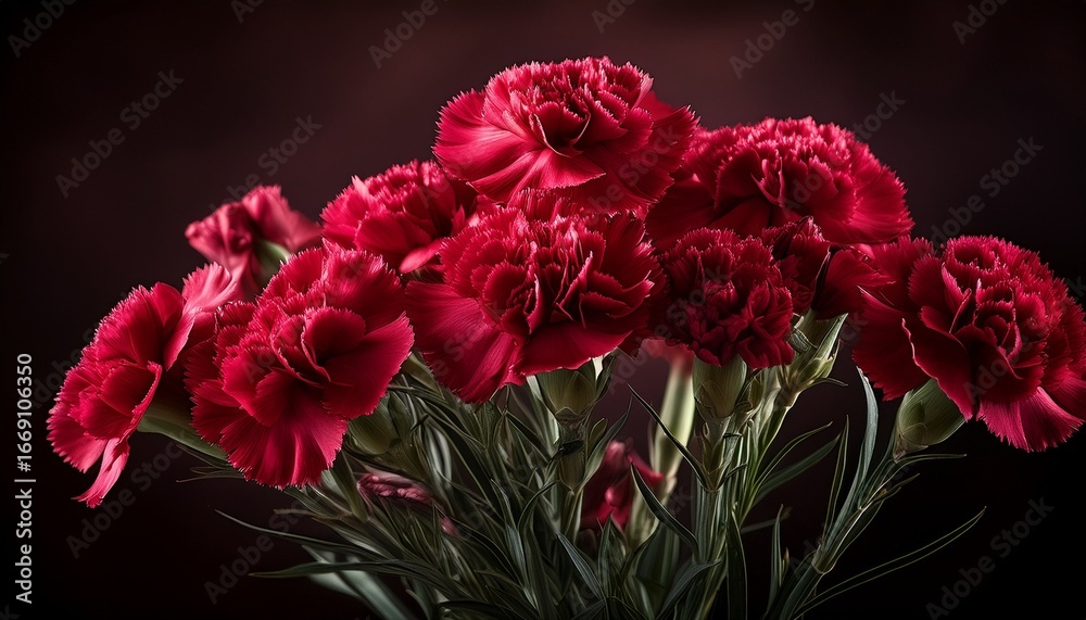 Obraz premium crimson dianthus a study in dark elegance