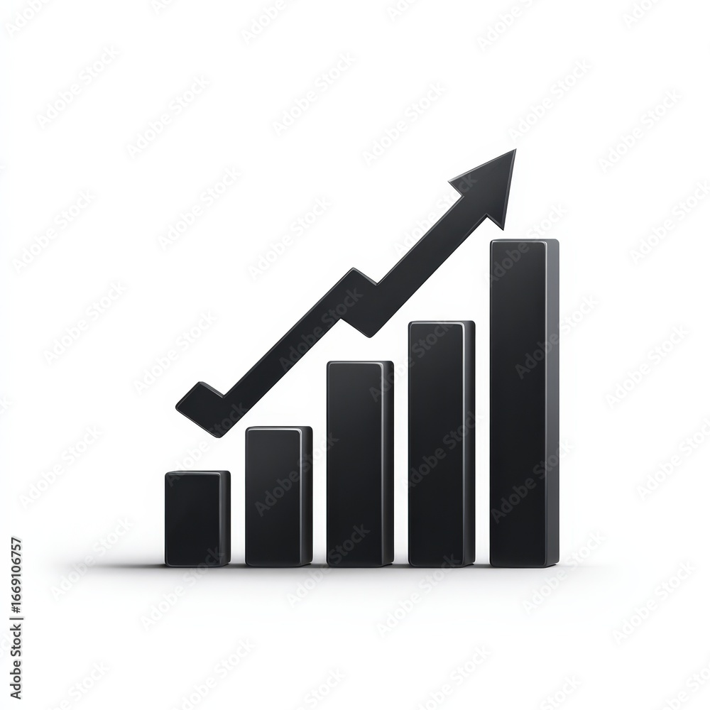Abstract black 3D growth chart arrow. Abstract black 3D growth chart arrow.