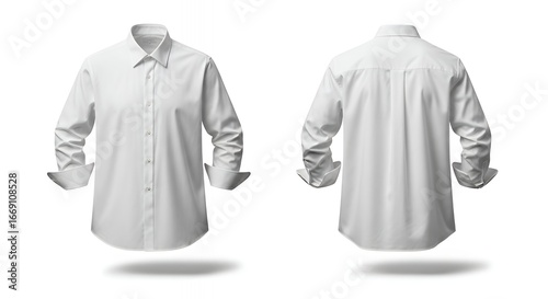 Professional Men?s Classic White Dress Shirt with Long Sleeves and Elegant Collars Ideal for Office and Formal Settings