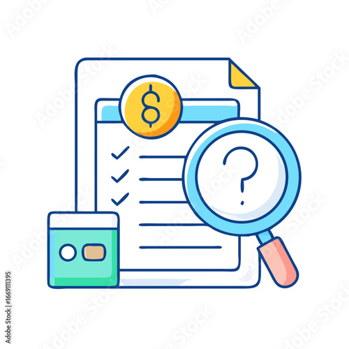 Financial Audit and Compliance Review with Checklist and Magnifying Glass
