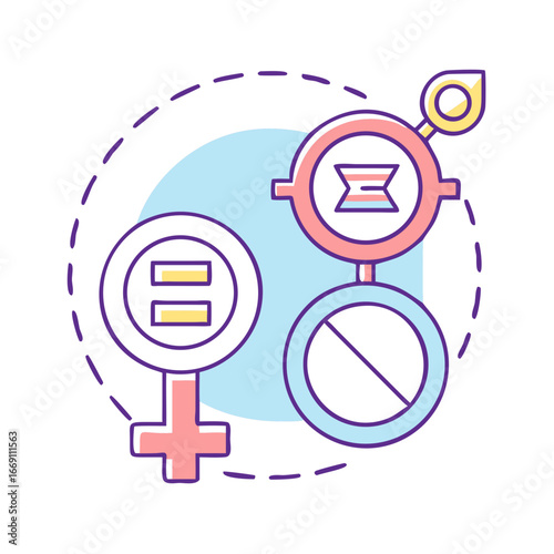 Conceptual illustration of gender equality, transgender rights, and gender identity advocacy