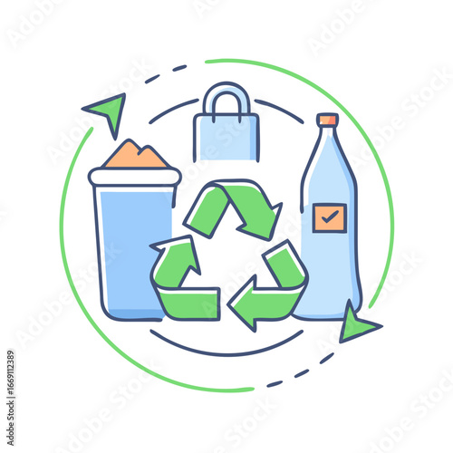 Illustrative depiction of recycling icons symbolizing environmental responsibility and sustainability