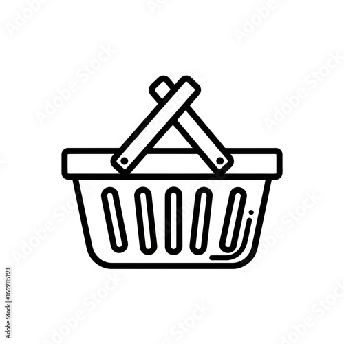 Vector Icon of a Shopping Basket with Handles  