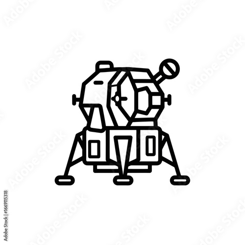 Vector Icon of a Space Lander in Minimalist Style  