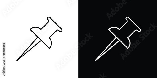 Push pin icon collection. Web design, apps.