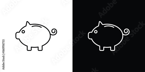 Piggy bank icon collection. Web design, apps.