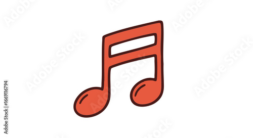 A stylized, orange musical note graphic isolated against a clean white background.