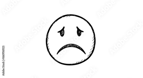 A simple, hand-drawn illustration of a sad face with downturned mouth and eyebrows on a white background.