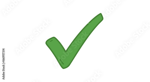 A hand-drawn green checkmark symbol isolated on a plain white background, representing approval or success.