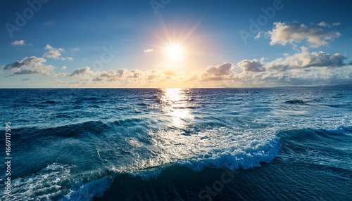 the calming ocean waves under the bright sun in a serene atmosphere