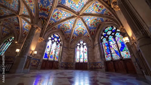 The interior architectural details of the Hospital de Sant Pau renowned historic building located in Barcelona Spain