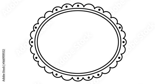 An elegant oval frame with a decorative scalloped border for elegant invitations and ornate designs creating a beautiful centerpiece for personalized messages and artistic creations