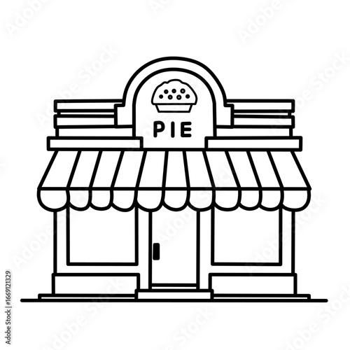Minimalist pie shop sketch illustration, use it for your editing materials and colouring books, it is also very suitable for making stickers or icons.