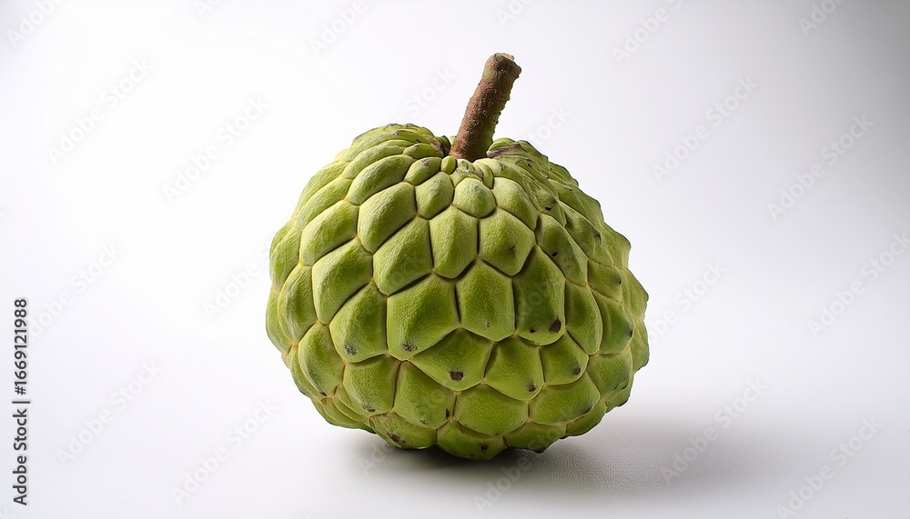 Fototapeta premium single sitaphal sweetsop fruit against a white background