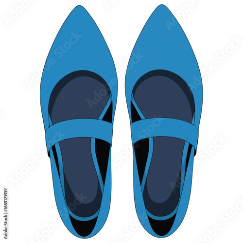 Elegant blue high heel shoes fashion footwear for women isolated vector illustration on white background