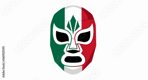 Vibrant Lucha Libre Mask Illustration with National Colors