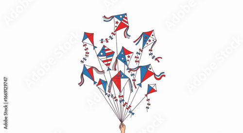 Patriotic Kites Floating Merrily A Celebration of Freedom and Joy