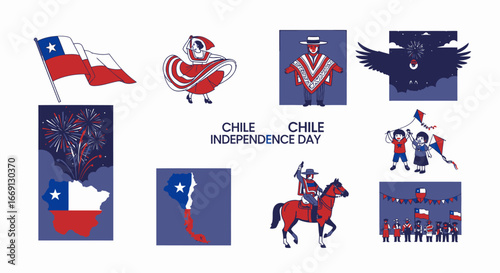 Chilean Independence Day Icons Festive Designs for National Celebrations