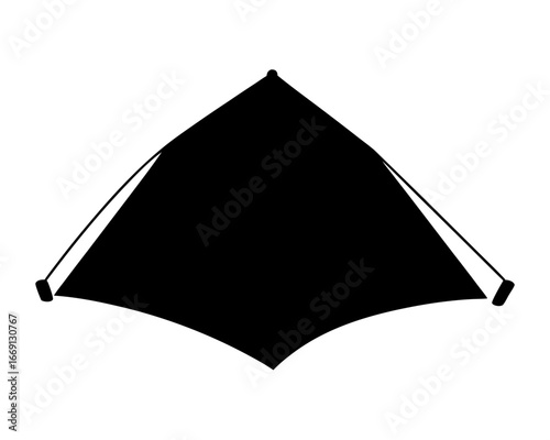 Simplified Black Silhouette of a Sunshade Sail Structure with Support Poles