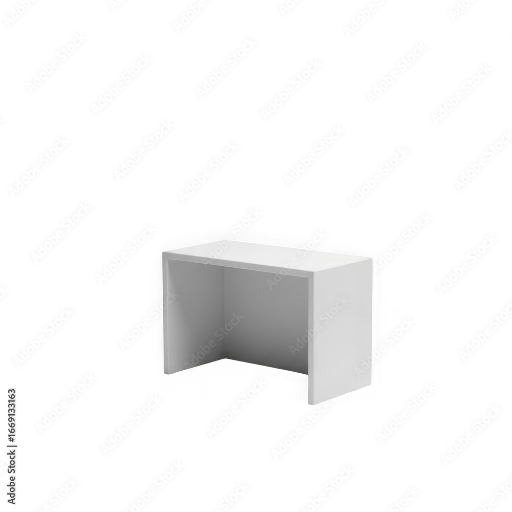 Fototapeta premium Minimalist white modern desk or table with clean geometric lines, isolated on transparent background