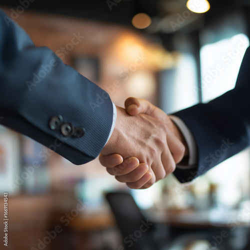 Business handshake close-up