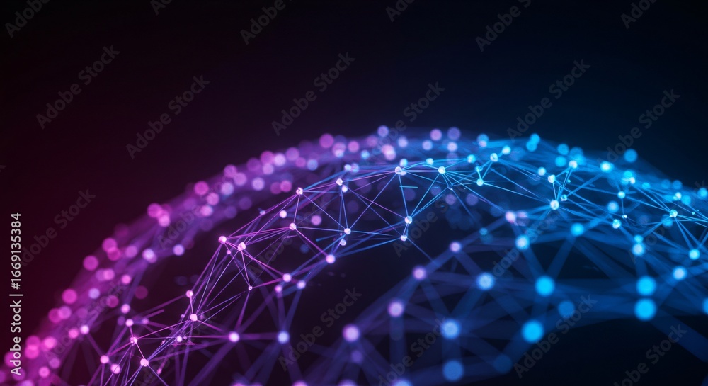 Fototapeta premium a blue and pink network on a black background