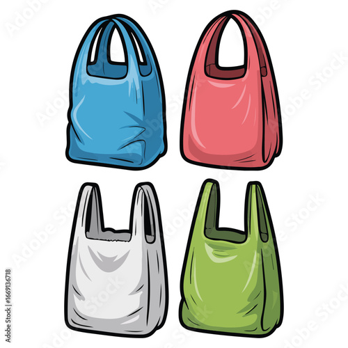 Discarded plastic shopping bags environmental pollution problem vector illustration on white background