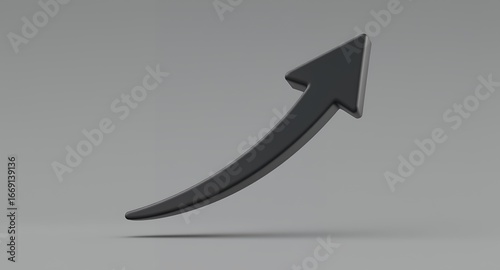 Black Arrow Rising on a Gray Background