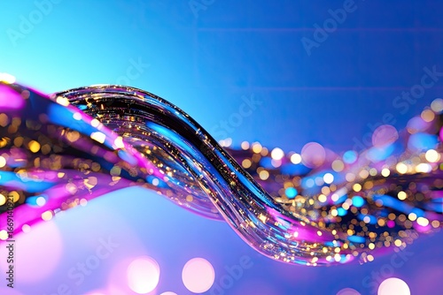 Abstract Flow of Light and Color, Dynamic Liquid Lines in Vibrant Hues