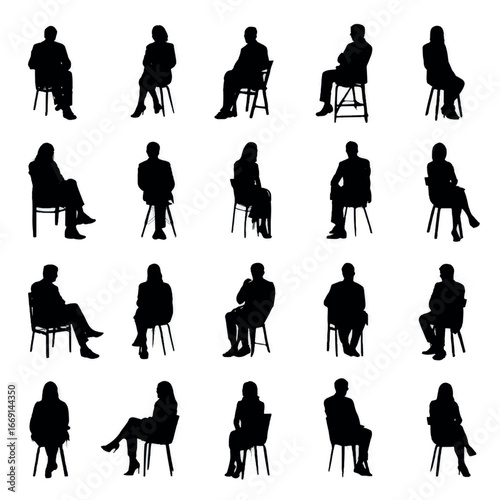 Anonymous interview silhouette set, Black & White silhouette set