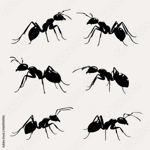 Ant silhouette set, Black & White silhouette set