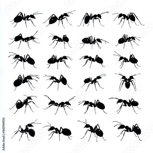 Ant silhouette set, Black & White silhouette set